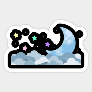 Dreamy Moon Cloud in the Night Sky - Aesthetic Logo Design Sticker